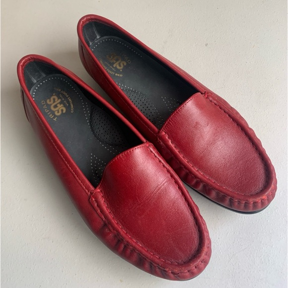 SAS Tripad Red Leather Loafers Women’s Size 9.5 - Picture 1 of 6